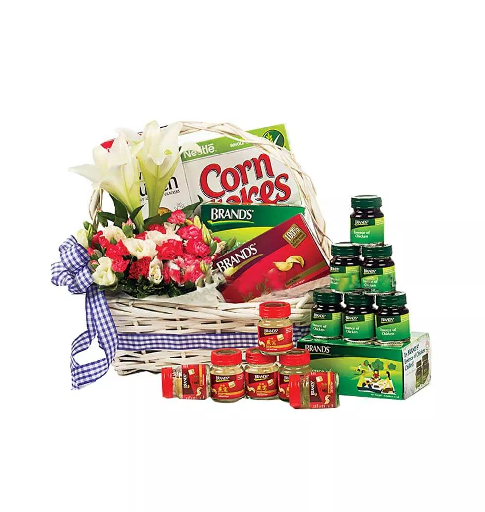Essence Gift Basket with Flowers