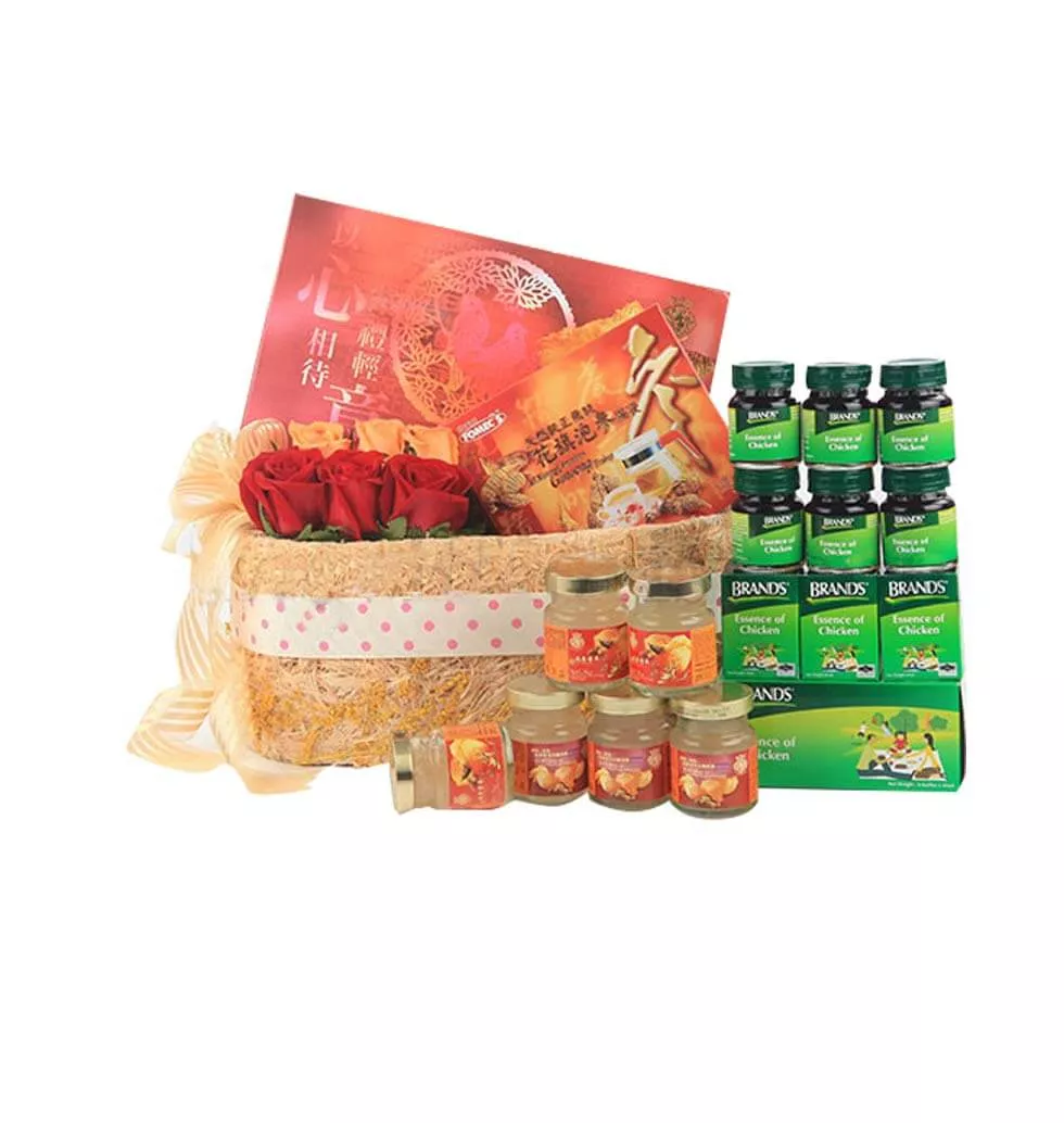 Healthy Food Basket with Flowers